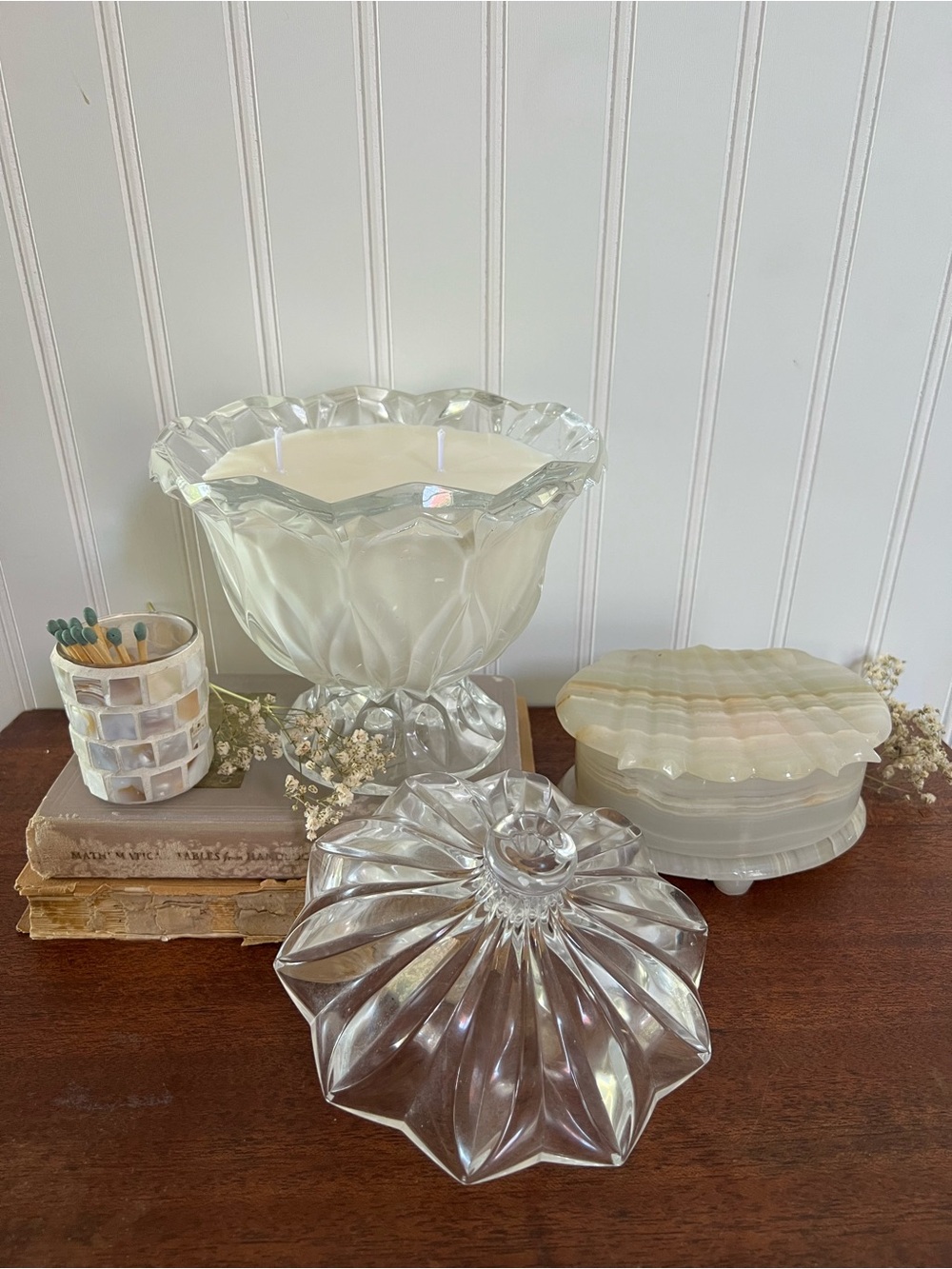 Vintage Crystal Candy Dish with Lid